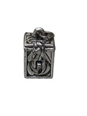 Vintage Sterling Silver Miniature Treasure Chest Prayer Box Pendant 0.5" Hinged